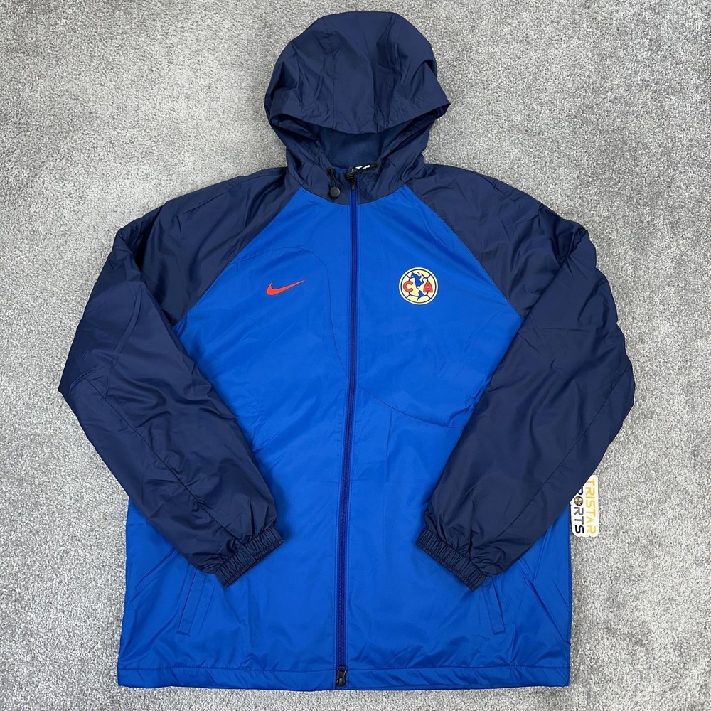 Club America Jacket Mens Large Blue Soccer Football Nike Hooded Full Zip Fleece